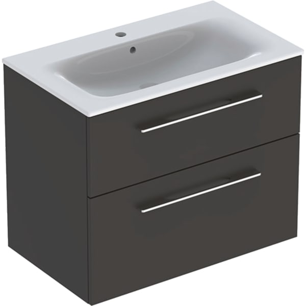 Шафка з умивальником 80 Selnova Square Slim rim Anthracite 501.241.00.1 Geberit - Зображення