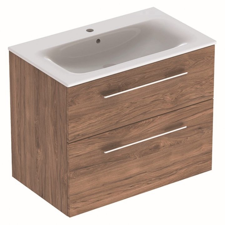 Шкафчик с умывальником 80 Selnova Square Slim rim Walnut 501.242.00.1 Geberit - Зображення