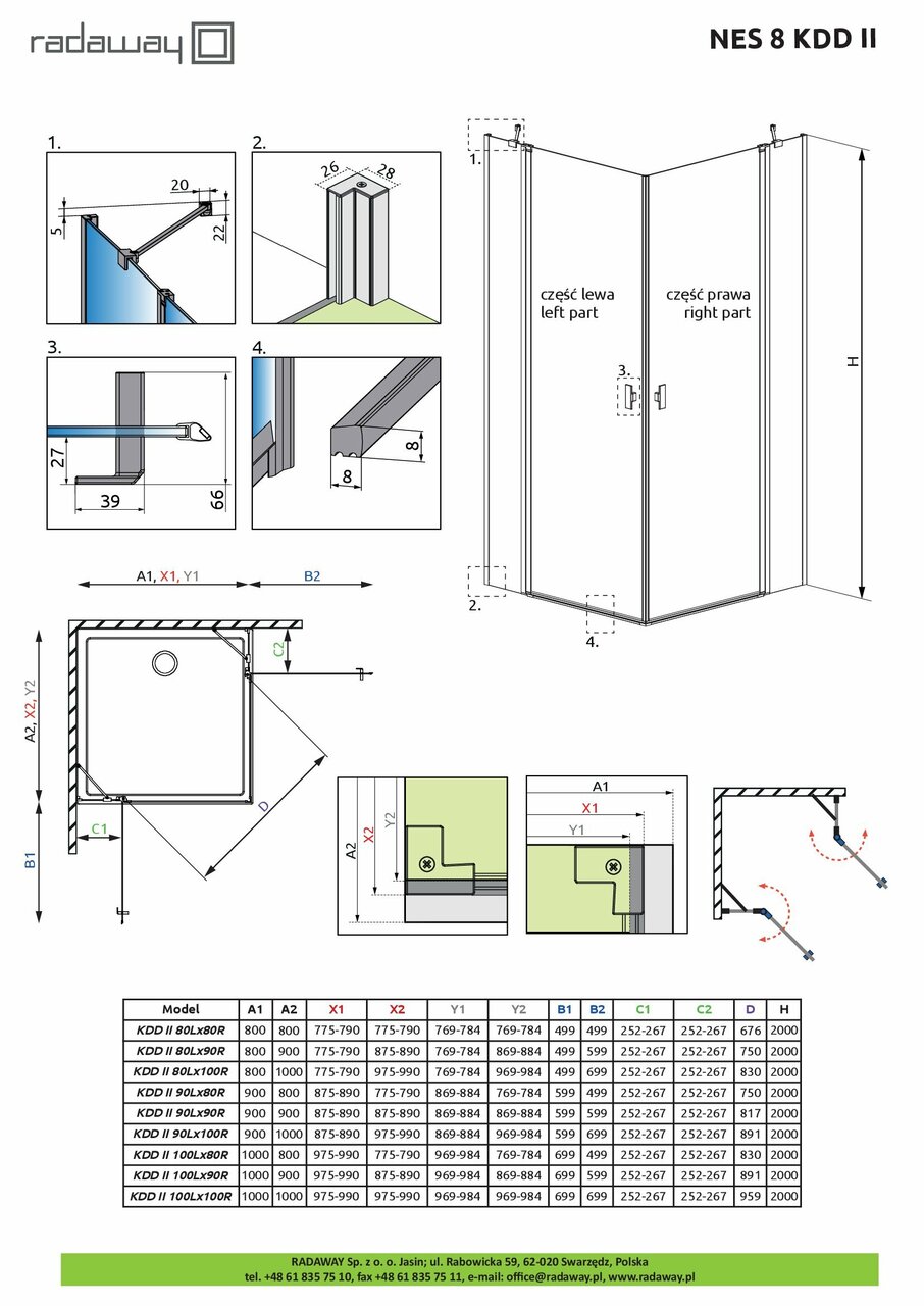Душова кабіна (половина) NES 8 Black KDD II 100 R RADAWAY - Зображення 1921341-133ce.jpg