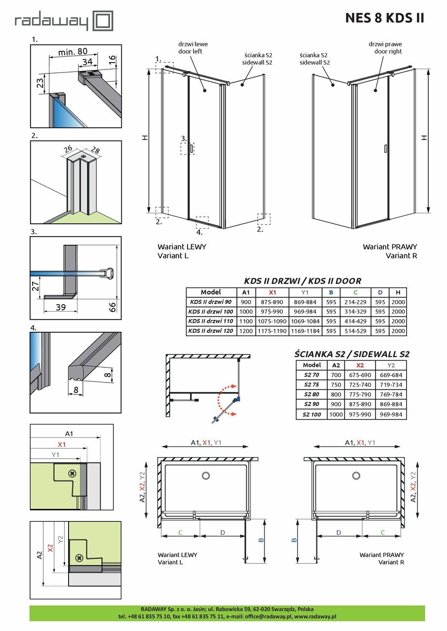Душові двері NES 8 Black KDS II 110 L RADAWAY - Зображення 1921419-b18c8.jpg