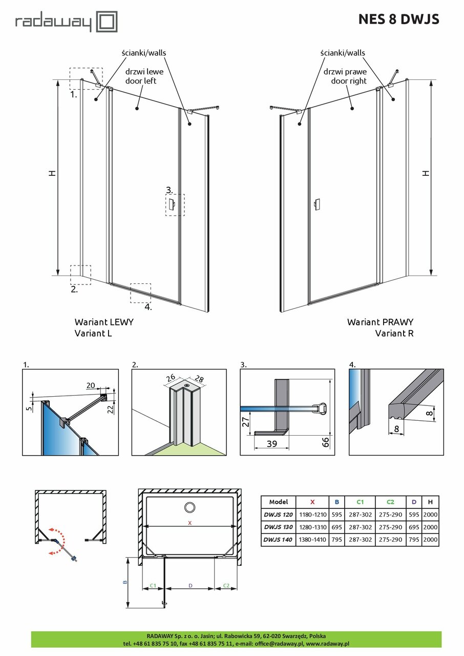 Душові двері NES 8 DWJS 590 R RADAWAY - Зображення 1921797-3e427.jpg
