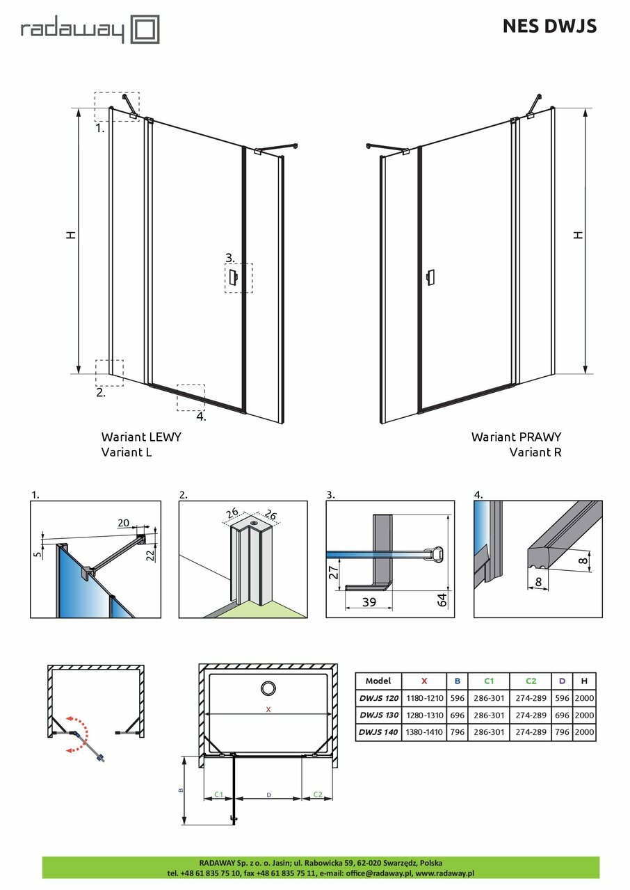Душові двері NES Black DWJS 140 L RADAWAY - Зображення 1921871-a02f7.jpg