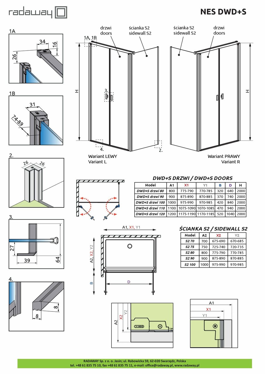 Душові двері NES Black DWD+S 120 RADAWAY - Зображення 1921885-20cb1.jpg