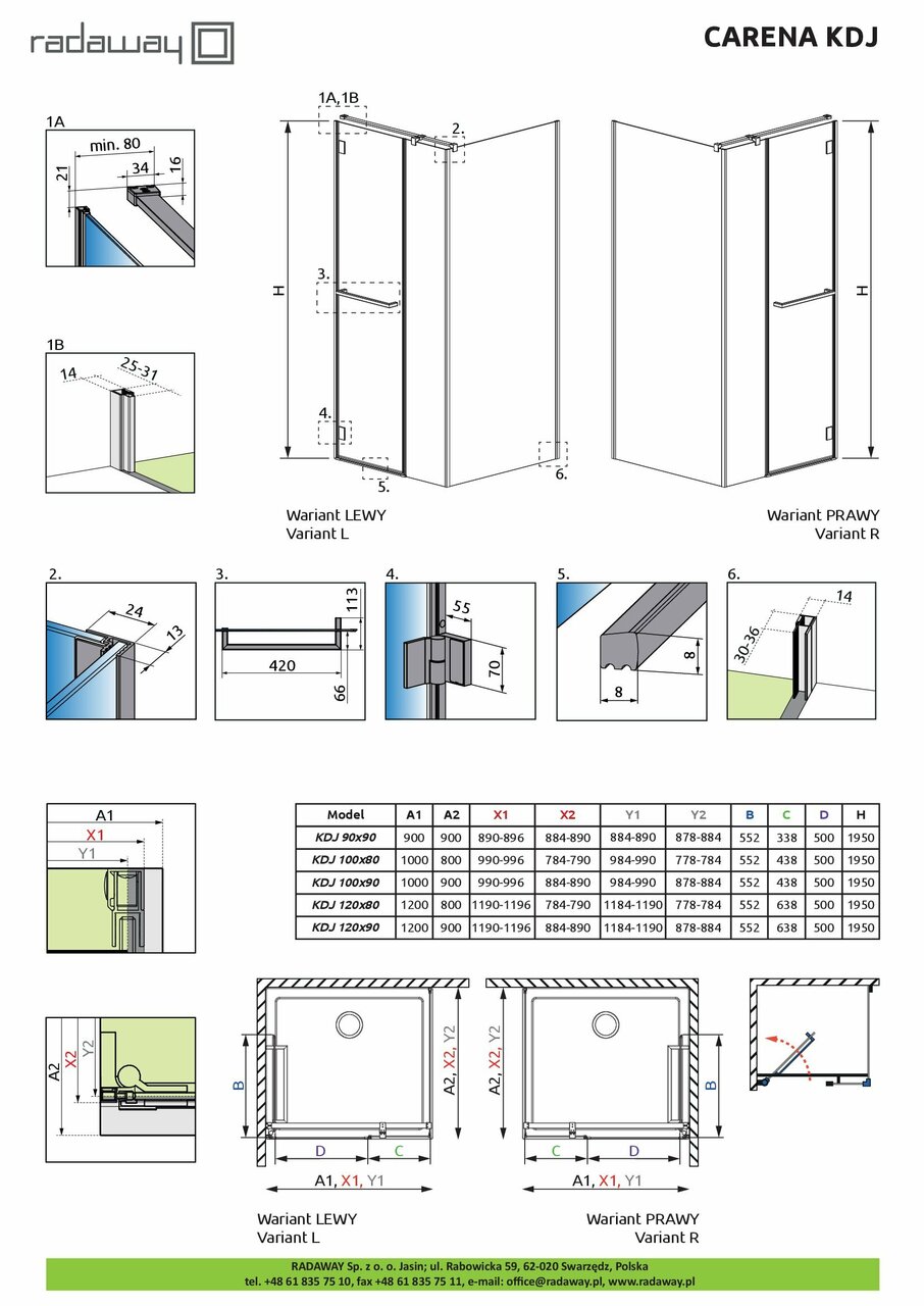 Душова кабіна Carena KDJ 90 Lх90 RADAWAY - Зображення 1921969-f6b7d.jpg