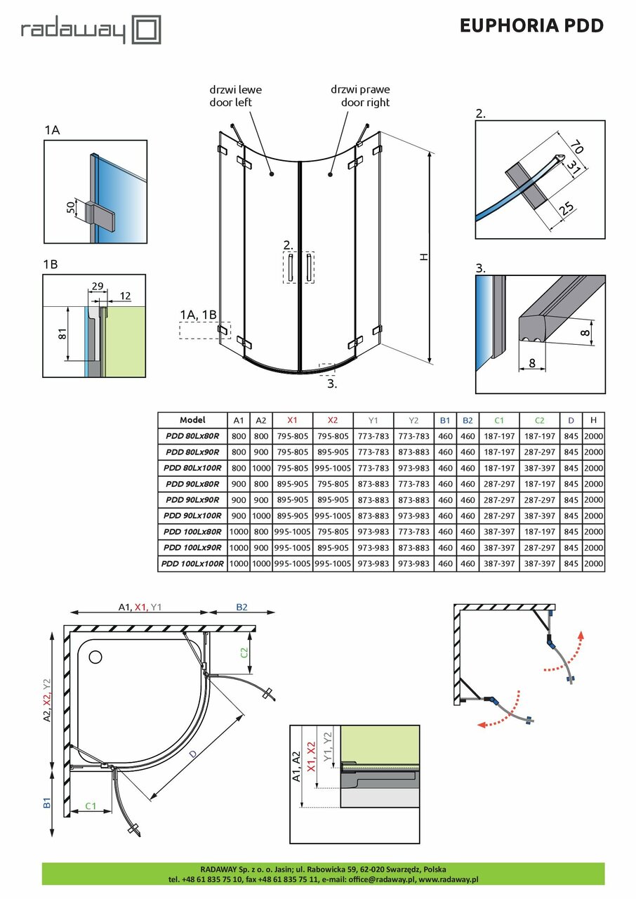 Душова кабіна (половина) Euphoria PDD 100 R RADAWAY - Зображення 1922027-e4334.jpg