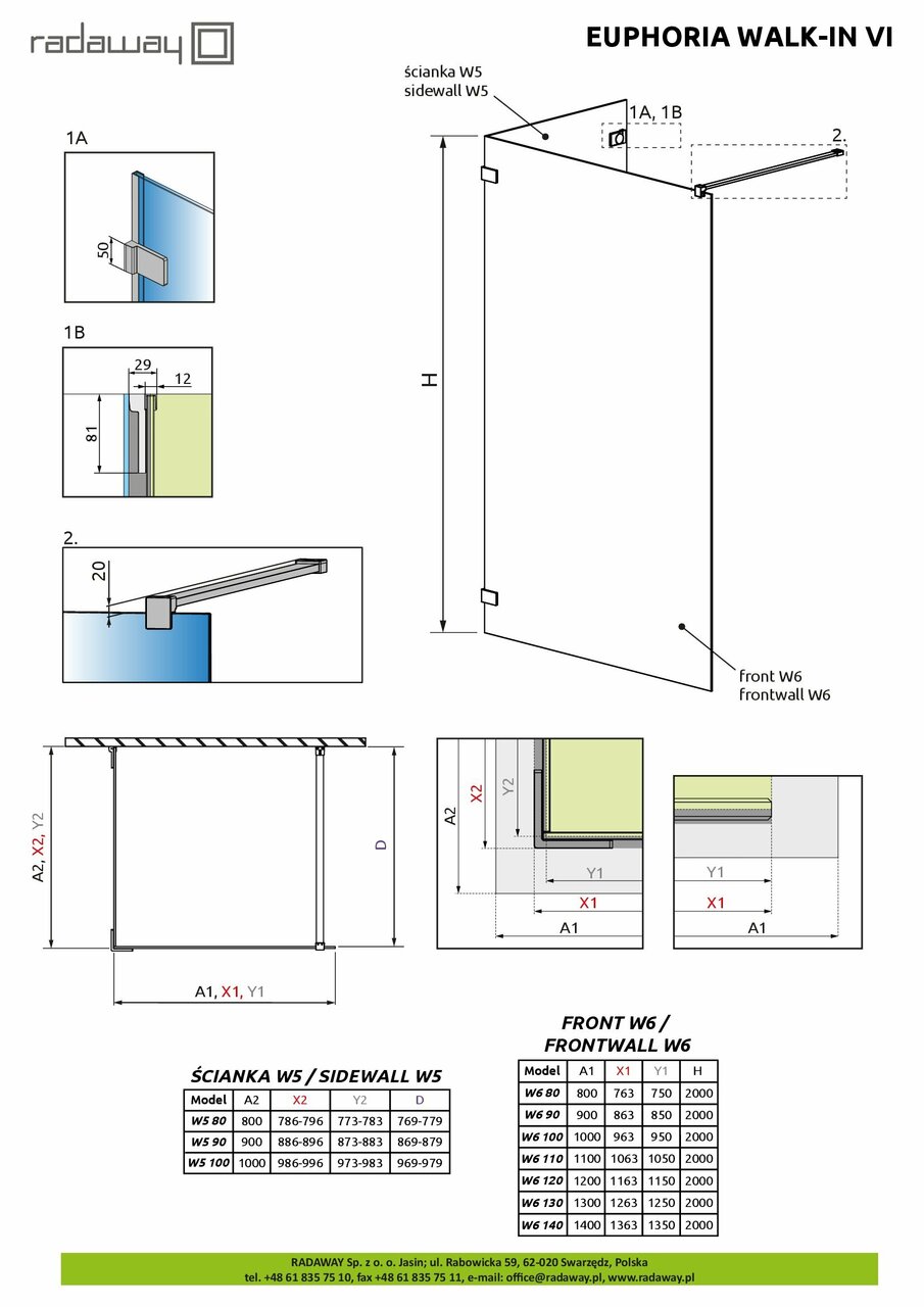 Фронтальна стінка Euphoria Walk-in VI W6 100 RADAWAY - Зображення 1922083-c937d.jpg
