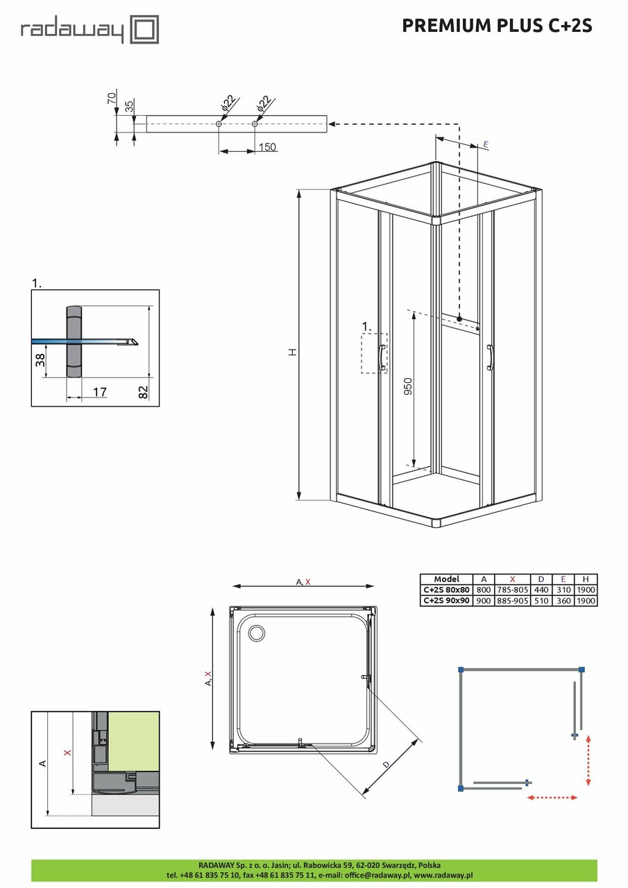 Комплект бокових стінок Premium Plus 2S 80 33443-01-06N RADAWAY - Зображення 1922123-f3f41.jpg