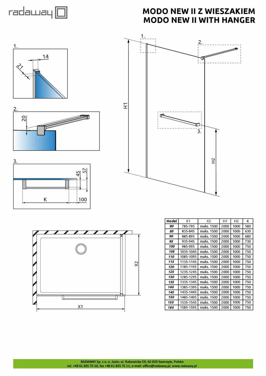 Душова стінка з рушникотримачем Modo New II 105 RADAWAY - Зображення 1922563-9e3a6.jpg