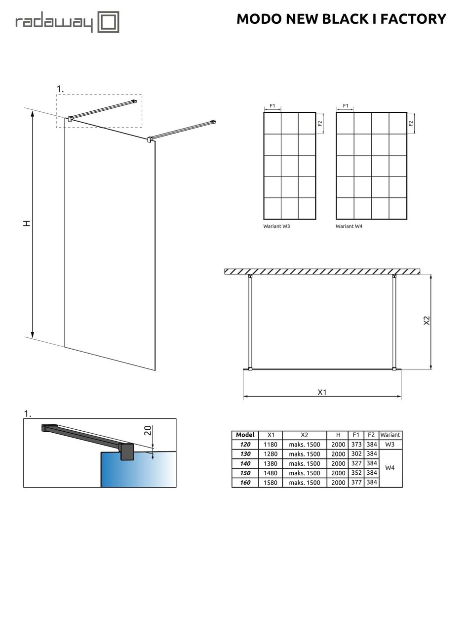 Душова стінка Modo New Black I 160 Factory RADAWAY - Зображення 1922623-9559f.jpg