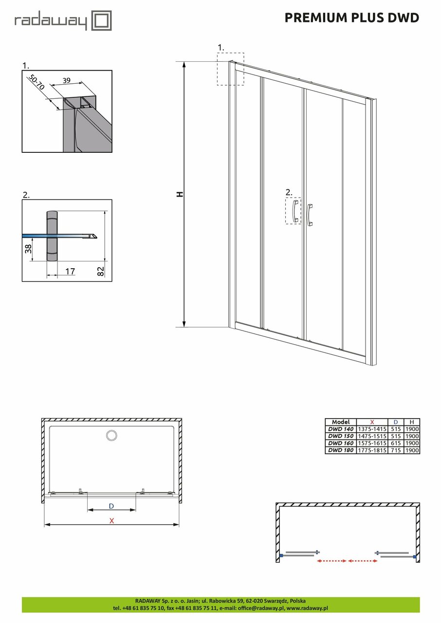 Душові двері Premium Plus DWD 180 33373-01-06N RADAWAY - Зображення 1922965-81928.jpg