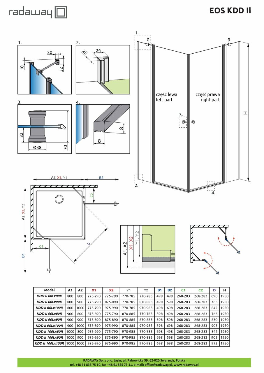 Душова кабіна (половина) Eos KDD II 80 L RADAWAY - Зображення 1923495-b34d9.jpg