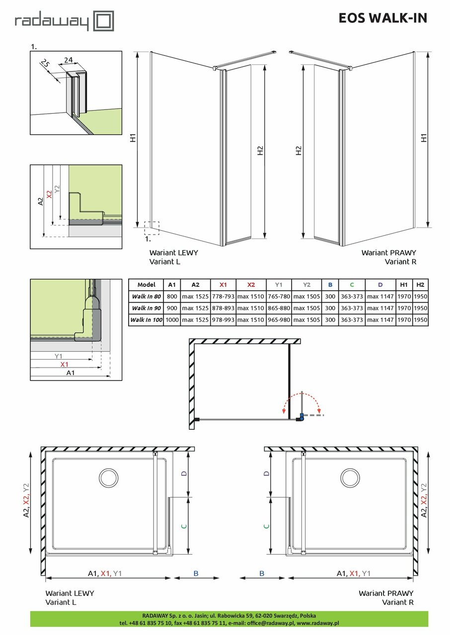Душова кабіна Eos Walk-In 90 L RADAWAY - Зображення 1923607-d88b5.jpg