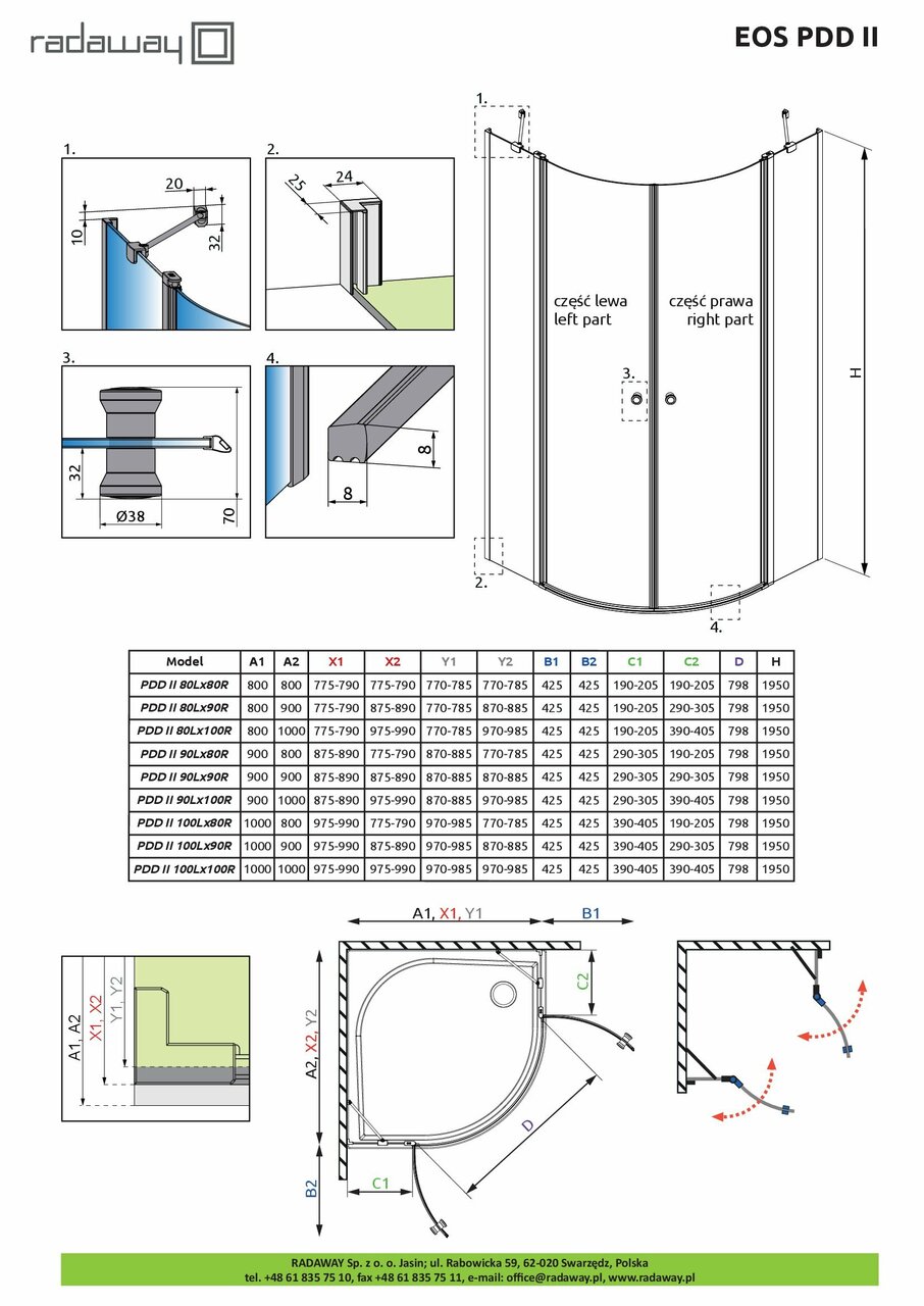 Душова кабіна (половина) Eos PDD II 80 L RADAWAY - Зображення 1923615-eb537.jpg