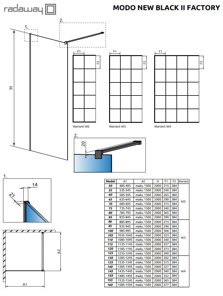 Душова стінка Modo New Black II 160 Factory RADAWAY - Зображення 1923633-8a910.jpg