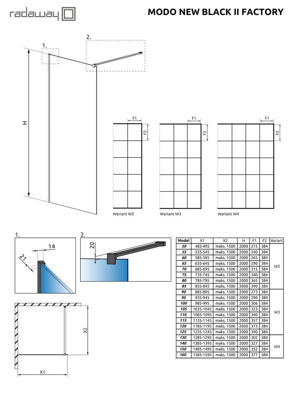 Душова стінка Modo New Black II 140 Factory RADAWAY - Зображення 1923657-3c2a6.jpg