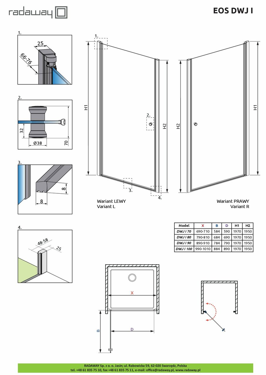 Душові двері Eos DWJ I 80 R RADAWAY - Зображення 1923755-b2cff.jpg