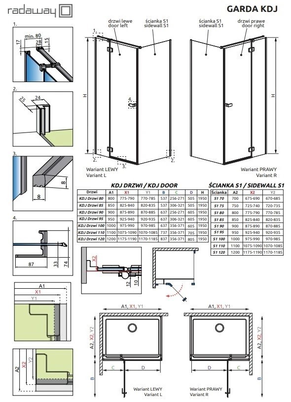 Душова кабіна Garda Black KDJ 90x90 R RADAWAY - Зображення 192376210-65240.jpg