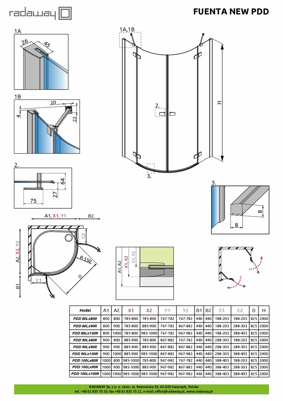 Душова кабіна (половина) Fuenta New PDD 100 R RADAWAY - Зображення 1927279-e82b9.jpg