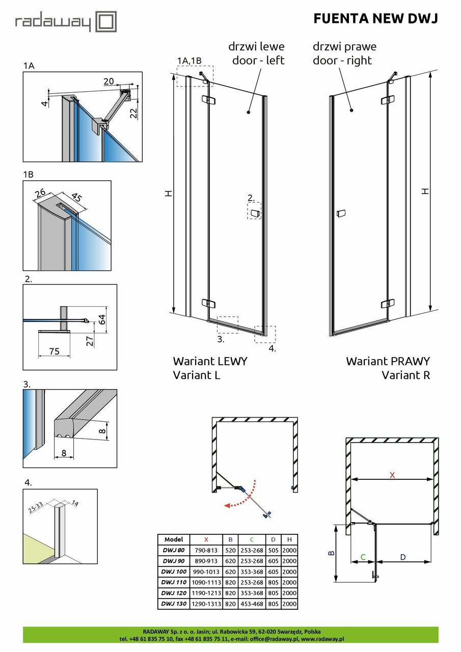 Душові двері Fuenta New DWJ 110 L RADAWAY - Зображення 1927307-82706.jpg