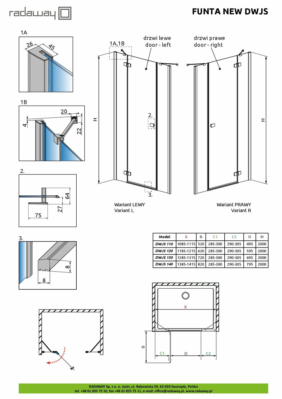 Душові двері Fuenta New DWJS 130 L RADAWAY - Зображення 1927317-257b0.jpg