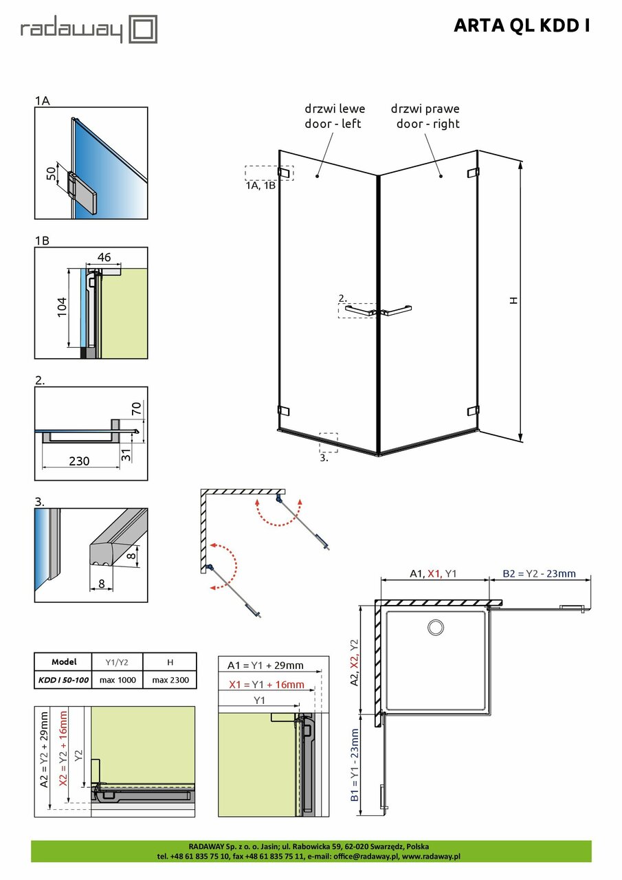 Душові двері Arta QL KDD I 50-100 L RADAWAY - Зображення 1927545-abed3.jpg