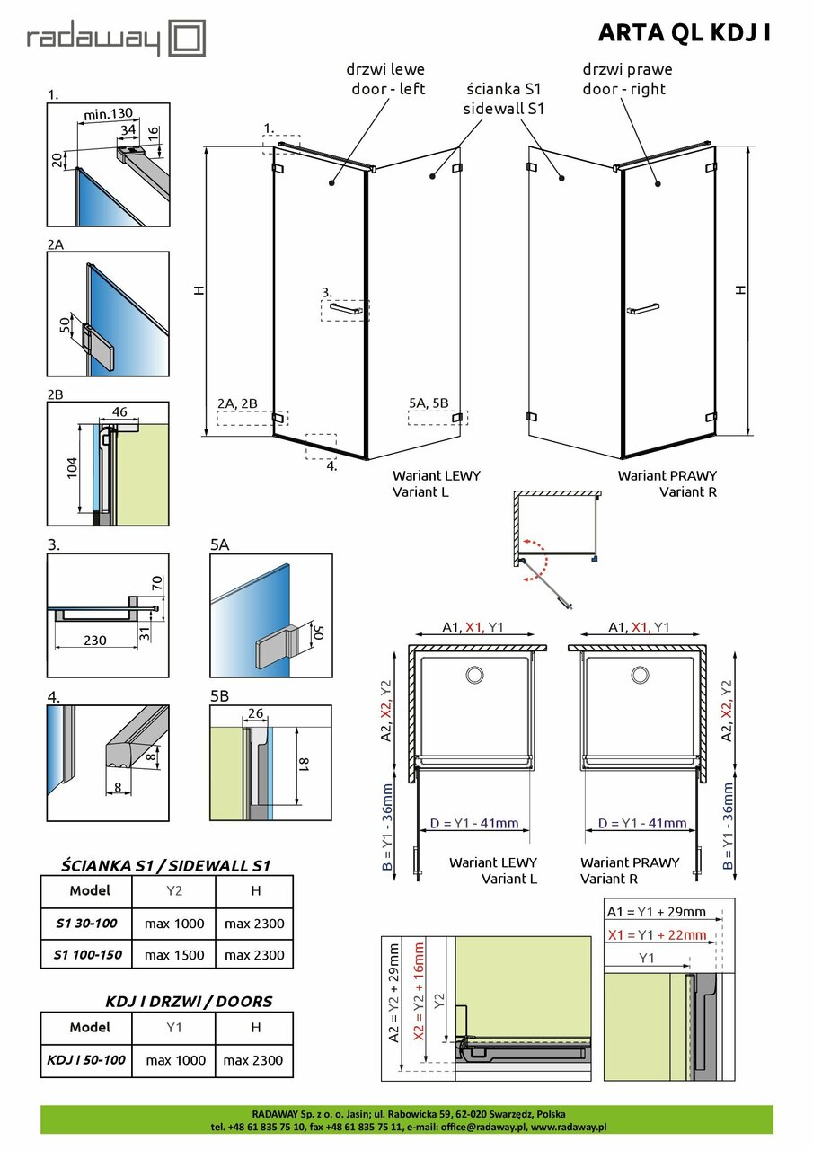 Душові двері Arta QL KDJ I 50-100 R RADAWAY - Зображення 1927549-eafb7.jpg