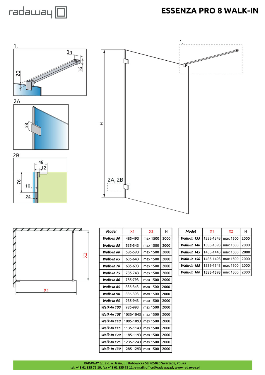 Душова стінка Essenza Pro 8 Gold Walk-in 110, RADAWAY - Зображення 1927630-7a246.jpg