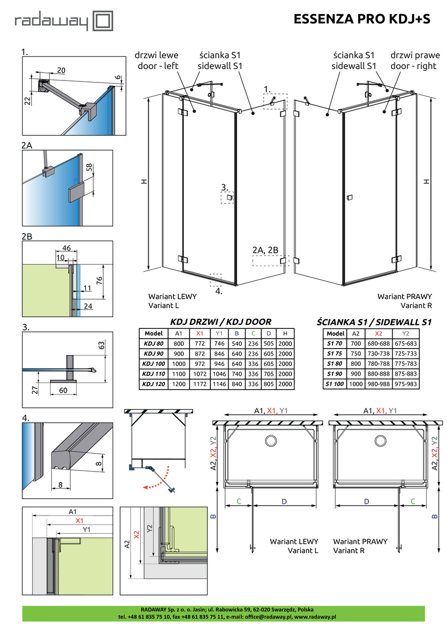 Душові двері Essenza Pro Gold KDJ+S 120 праві, RADAWAY - Зображення 1927675-57772.jpg