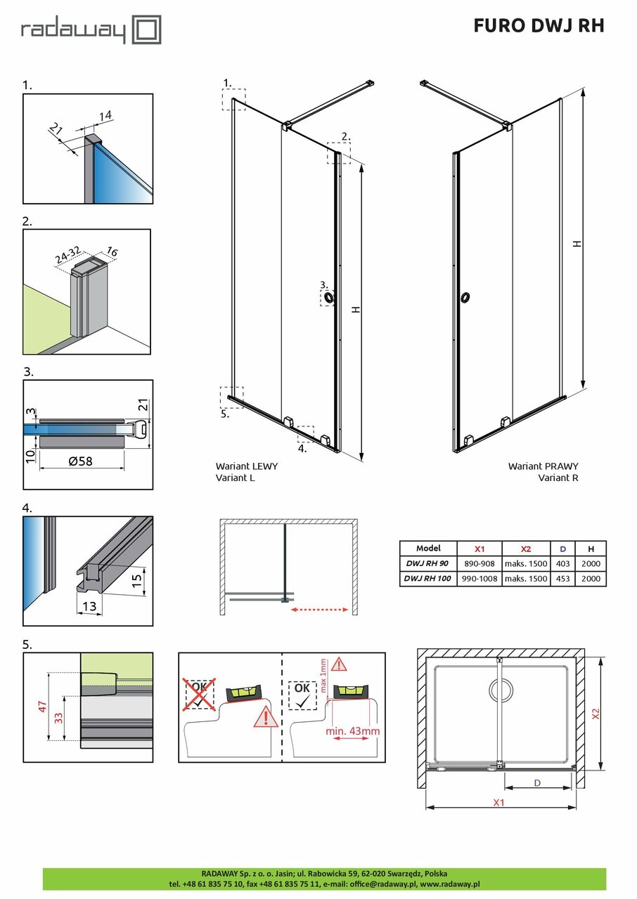 Душові двері Furo Black DWJ RH 492 L RADAWAY - Зображення 1927974-0e32f.jpg
