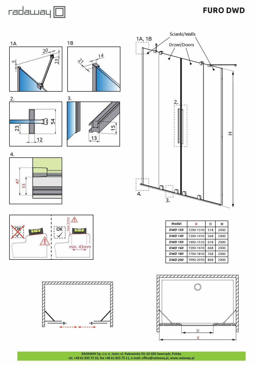 Душові двері Furo Black DWD 488 RADAWAY - Зображення 1927993-5a2cd.jpg