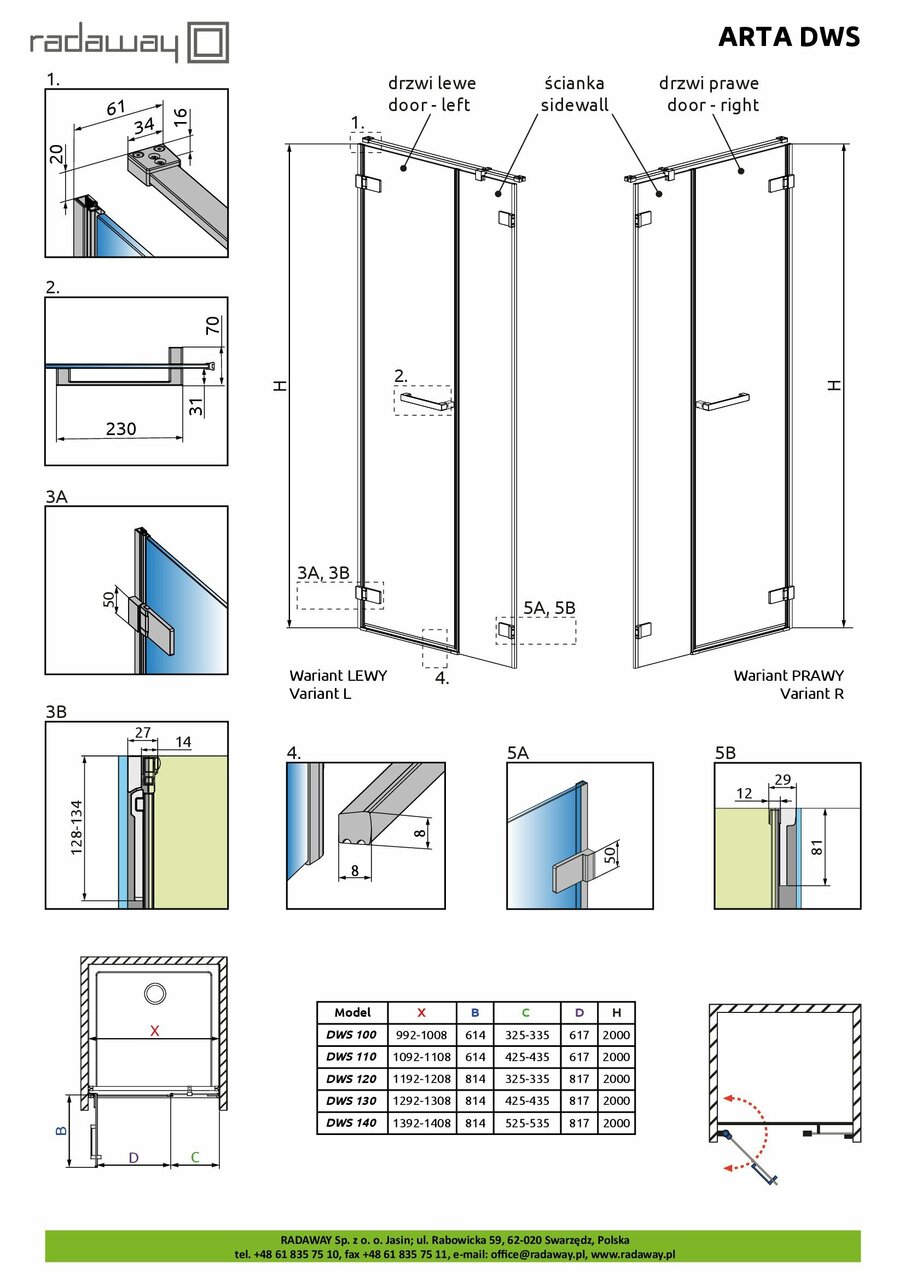 Душові двері Arta W DWS 828 R RADAWAY - Зображення 1928164-1b475.jpg