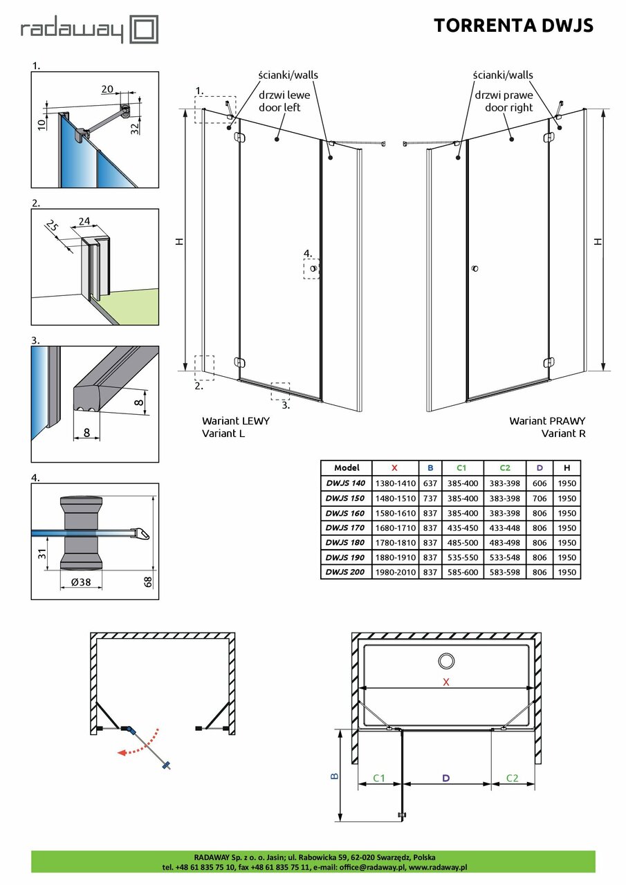 Комплект бокових стінок Torrenta DWJS 420 RADAWAY - Зображення 1928346-52f8d.jpg