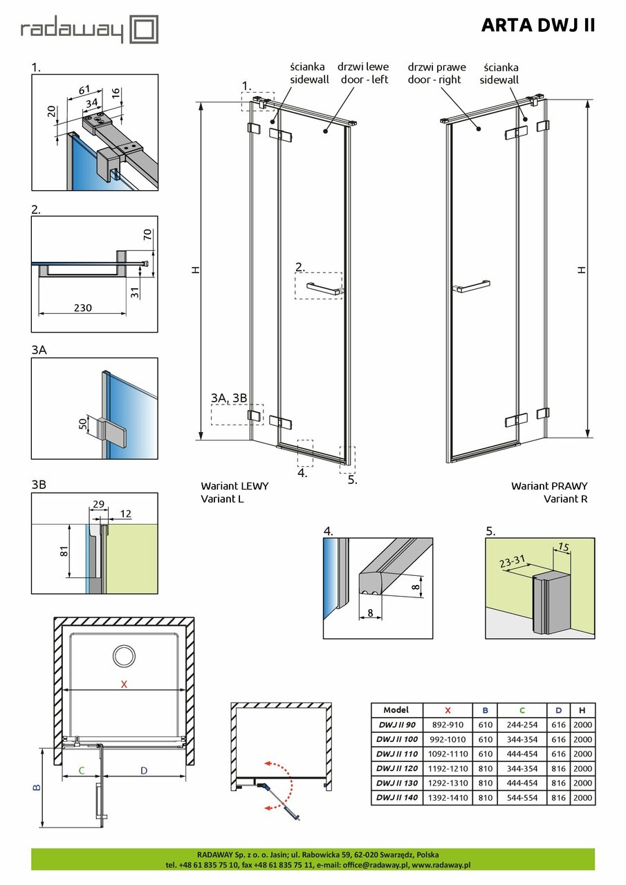 Фронтальна стінка Arta DWJ II 223 R RADAWAY - Зображення 1928613-53067.jpg