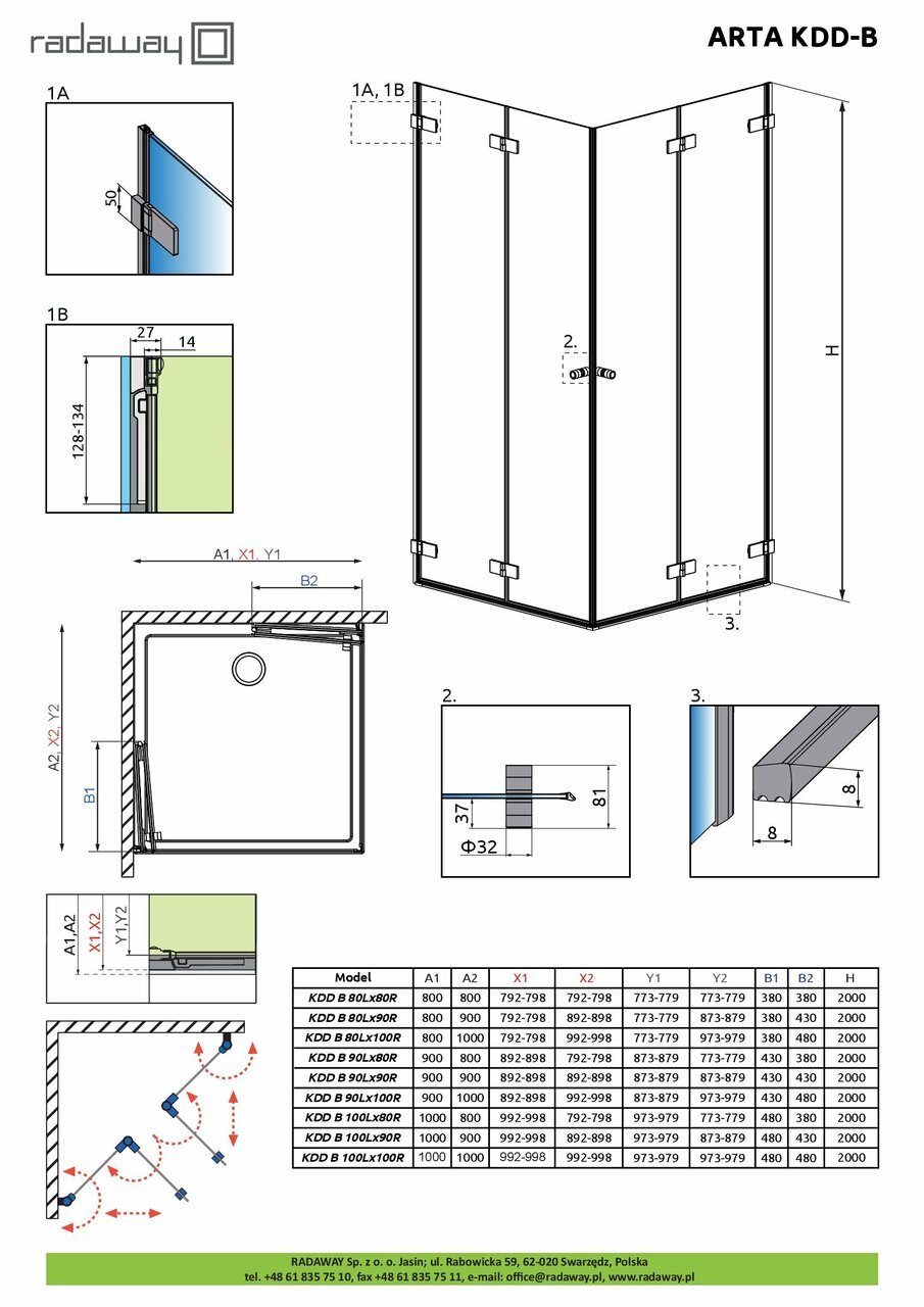 Душові двері Arta KDD B 100 R RADAWAY - Зображення 1928624-40ca1.jpg