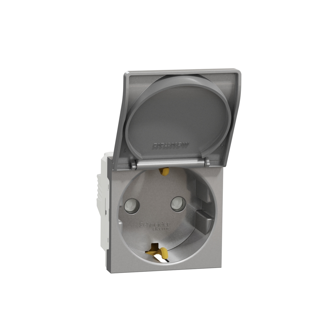 Розетка з заземленням 16A Алюміній UNICA (NU303730TA), Schneider Electric - Зображення