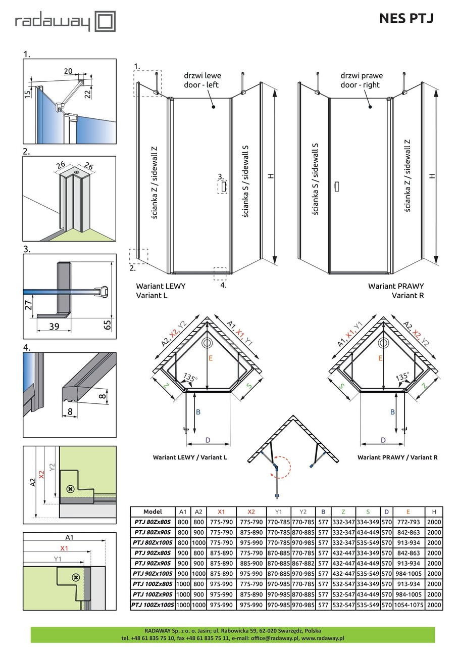 Комплект бокових стінок NES PTJ 80 Z x 100 S RADAWAY - Зображення 1931060-7ea13.jpg