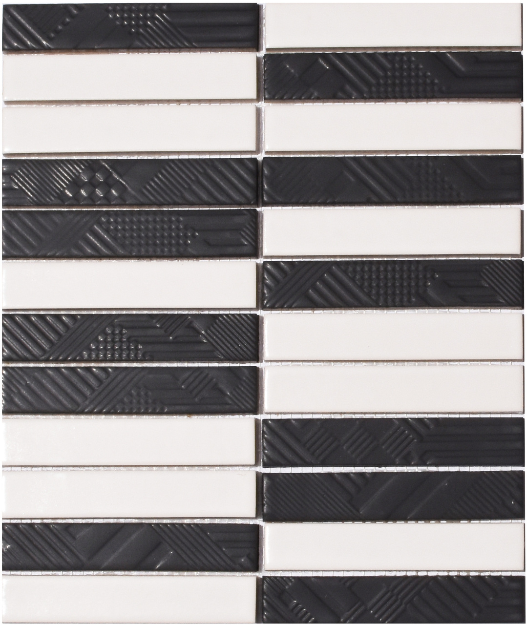 Мозаїка К 69007 Kit Kat White Black ST 252x300x9 Котто Кераміка - Зображення