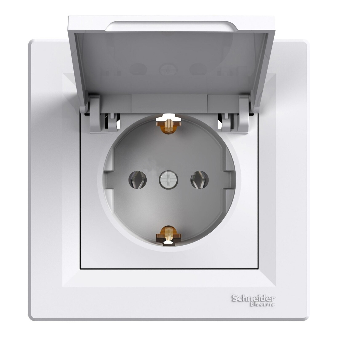 Розетка з заземленням, з кришкою Білий ASFORA (EPH3100121), Schneider Electric - Зображення