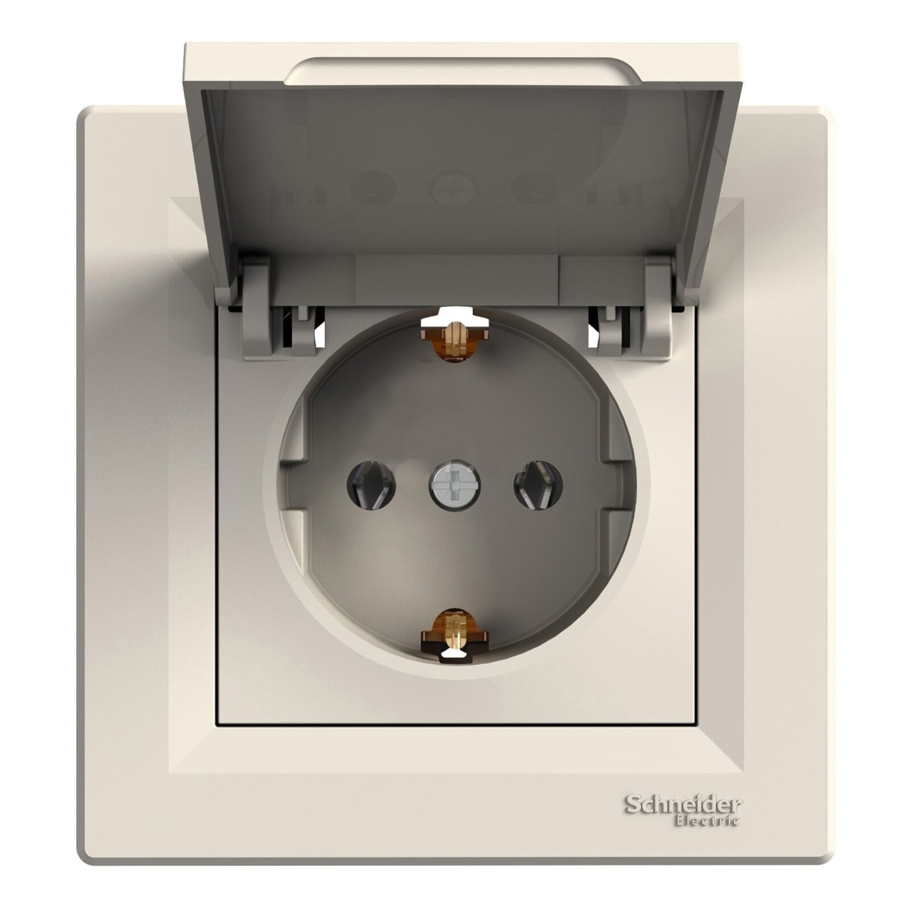 Розетка з заземленням, з кришкою Крем ASFORA (EPH3100123), Schneider Electric - Зображення 1932053-f72f6.jpg