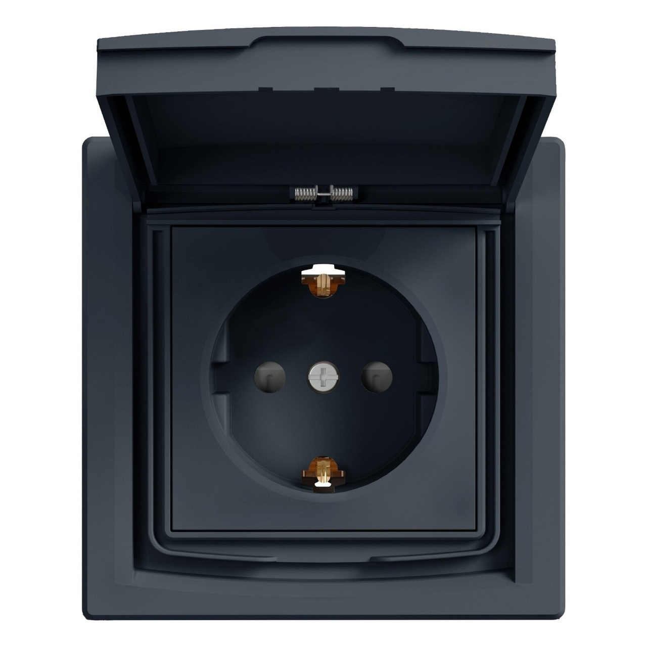 Розетка з заземленням, з кришкою IP44 Антрацит ASFORA (EPH3100371), Schneider Electric - Зображення