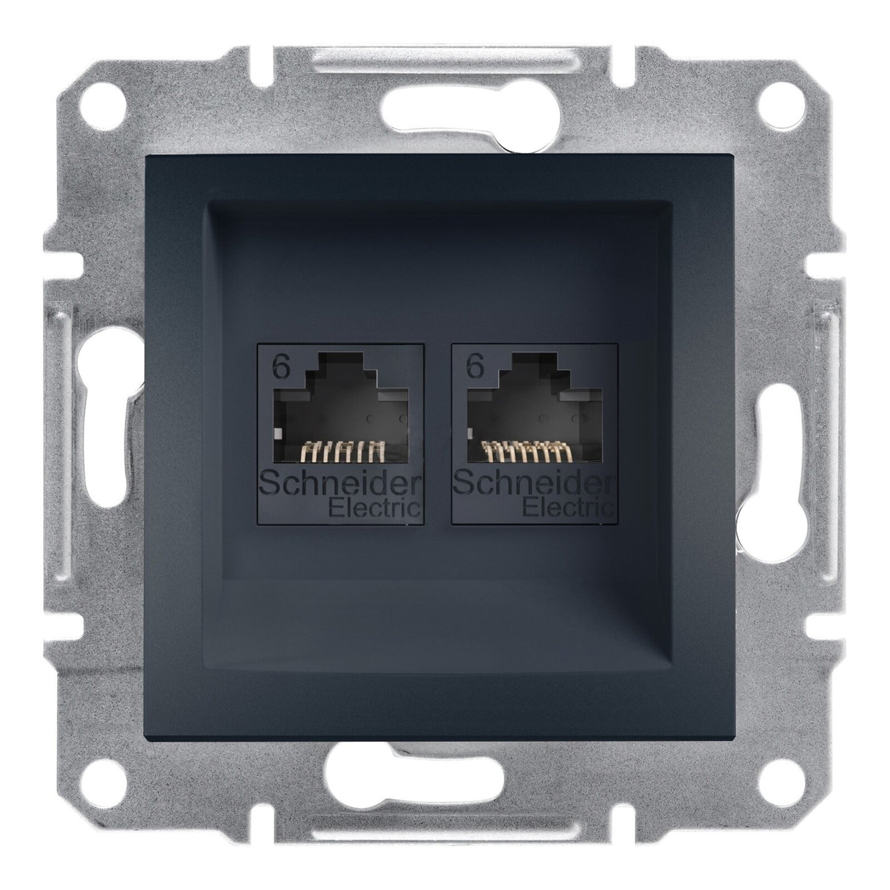Розетка двойная RJ45 кат 6е UTP Антрацит ASFORA (EPH4800121), Schneider Electric - Зображення