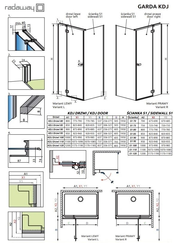 Душова кабіна Garda Brushed Gold KDJ 90x90 L RADAWAY - Зображення 193248314-afc66.jpg