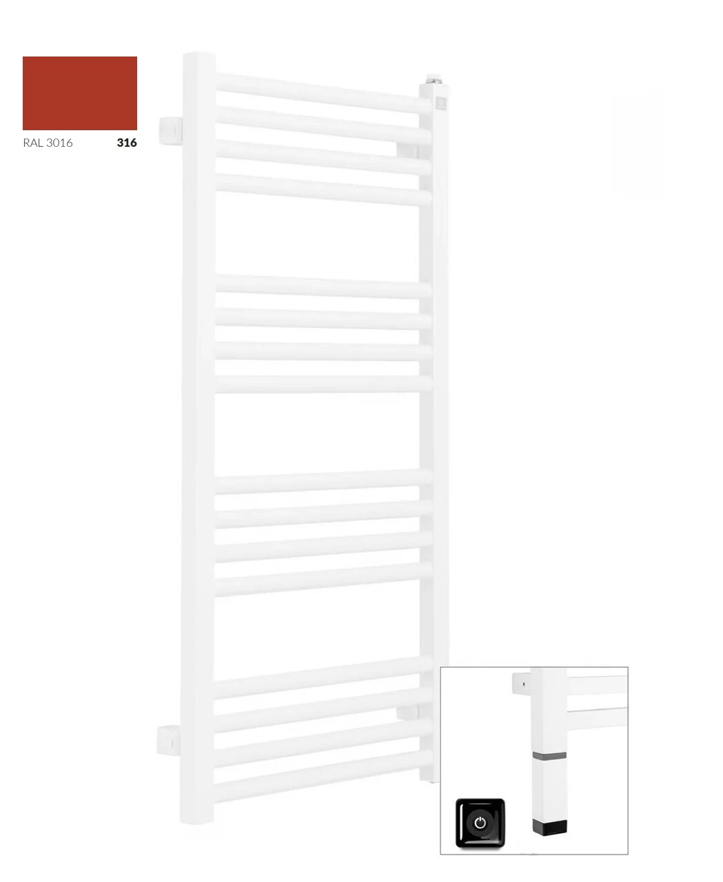 Рушникосушка Fiona One 1140x430 Ral 3016 matt WWFIE114043K3M6E8P Terma - Зображення