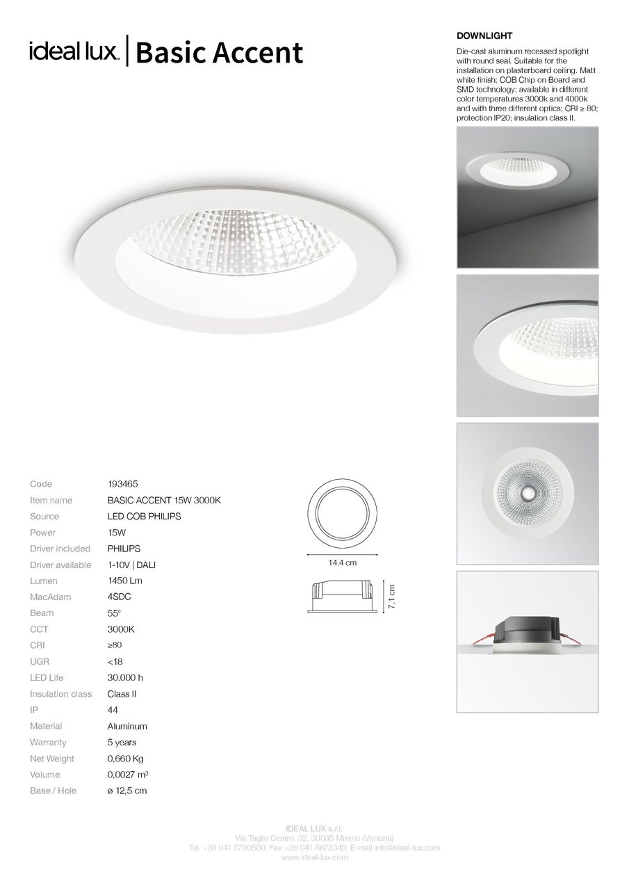 Точковий світильник BASIC ACCENT 15W 3000K (193465), IDEAL LUX - Зображення 193465_S.jpg