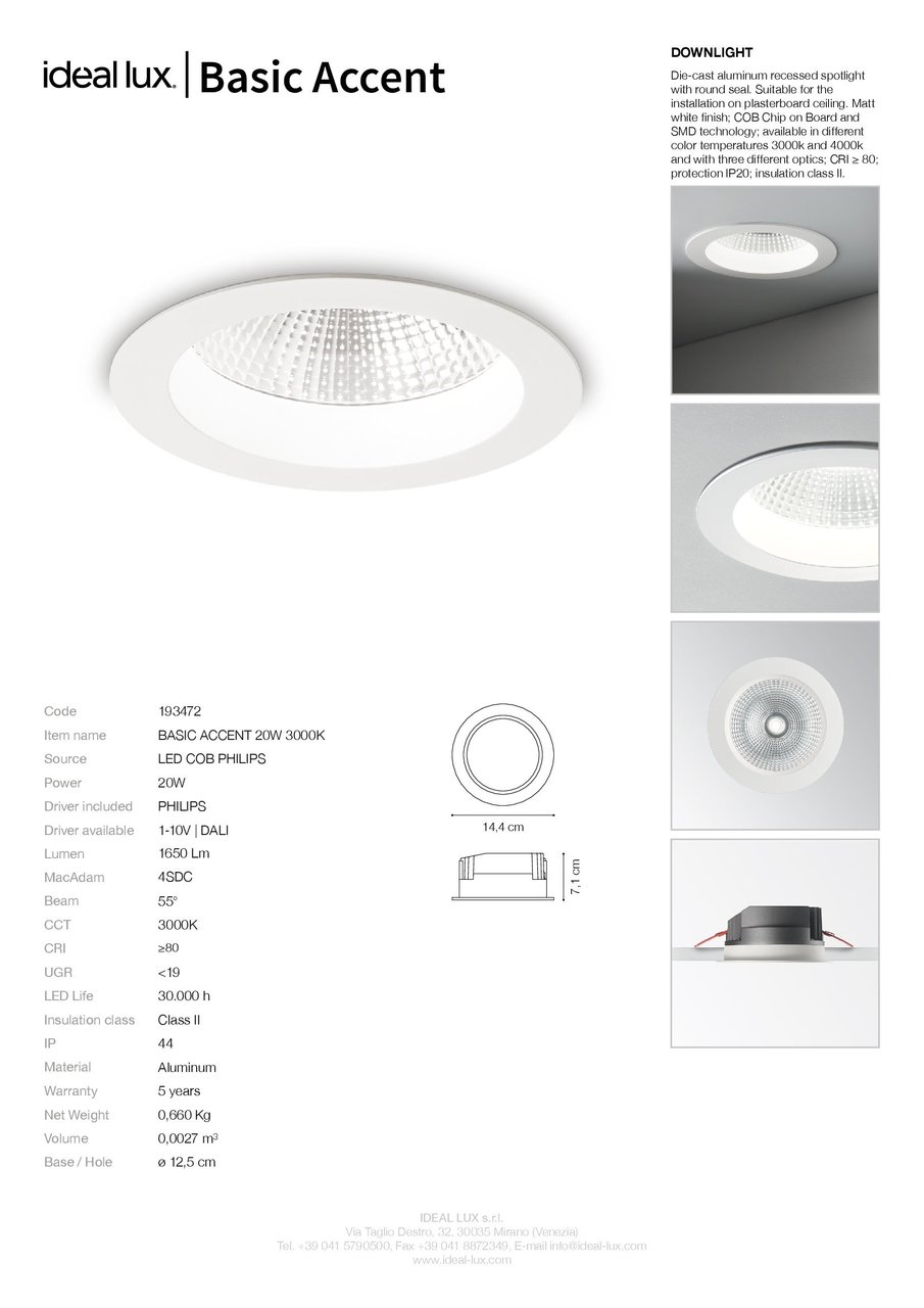 Точковий світильник BASIC ACCENT 20W 3000K (193472), IDEAL LUX - Зображення 193472_S.jpg