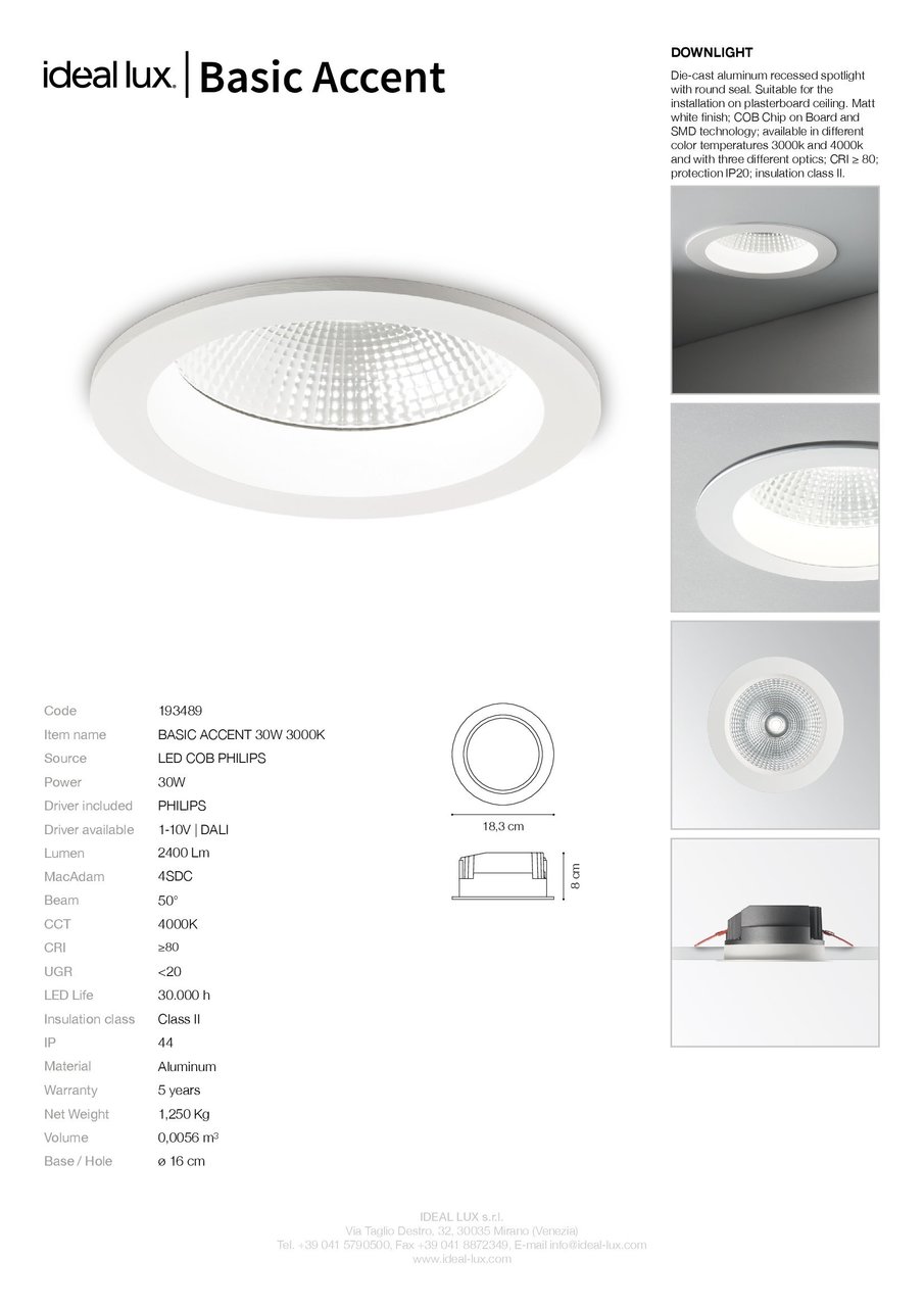Точковий світильник BASIC ACCENT 30W 3000K (193489), IDEAL LUX - Зображення 193489_S.jpg