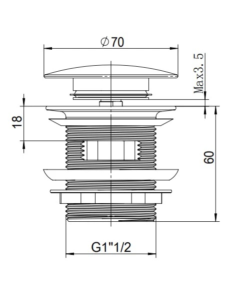 Донний клапан FreeStyle Click-Clack Black matt RKUA600013 RAVAK - Зображення 193771624-bca25.jpg