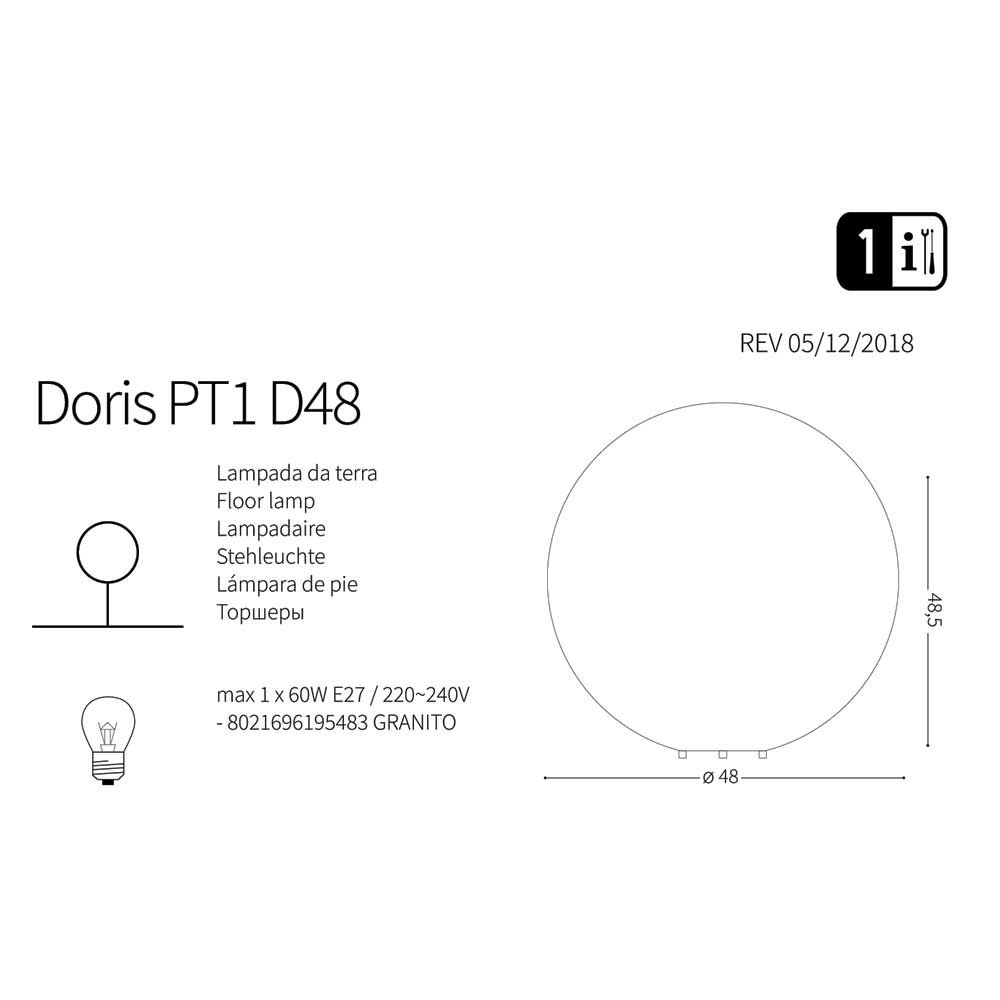 Світильник вуличний DORIS PT1 D48 (195483), IDEAL LUX - Зображення 195483-1.jpg