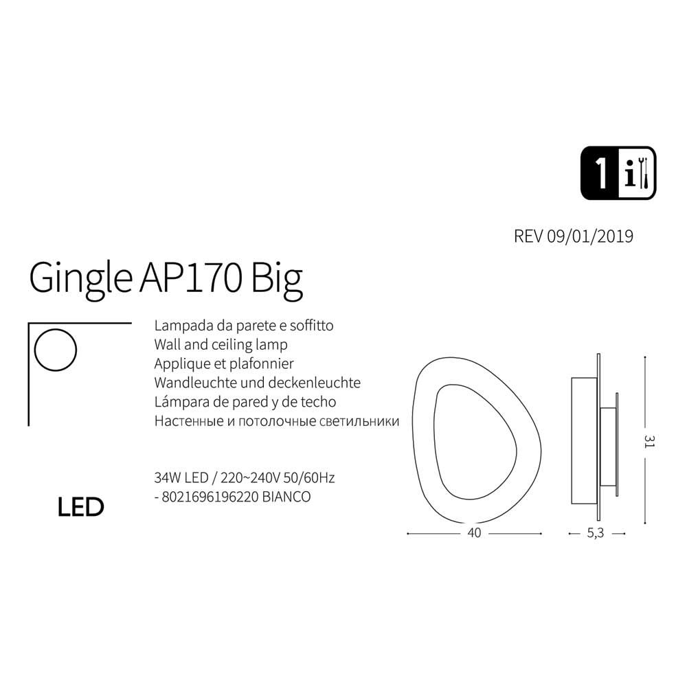 Світильник GINGLE AP D40 (196220), IDEAL LUX - Зображення 196220-1.jpg