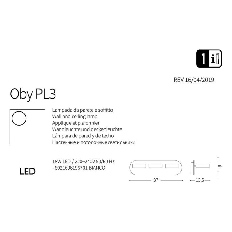 Спот OBY PL3 (196701), IDEAL LUX - Зображення 196701-.jpg